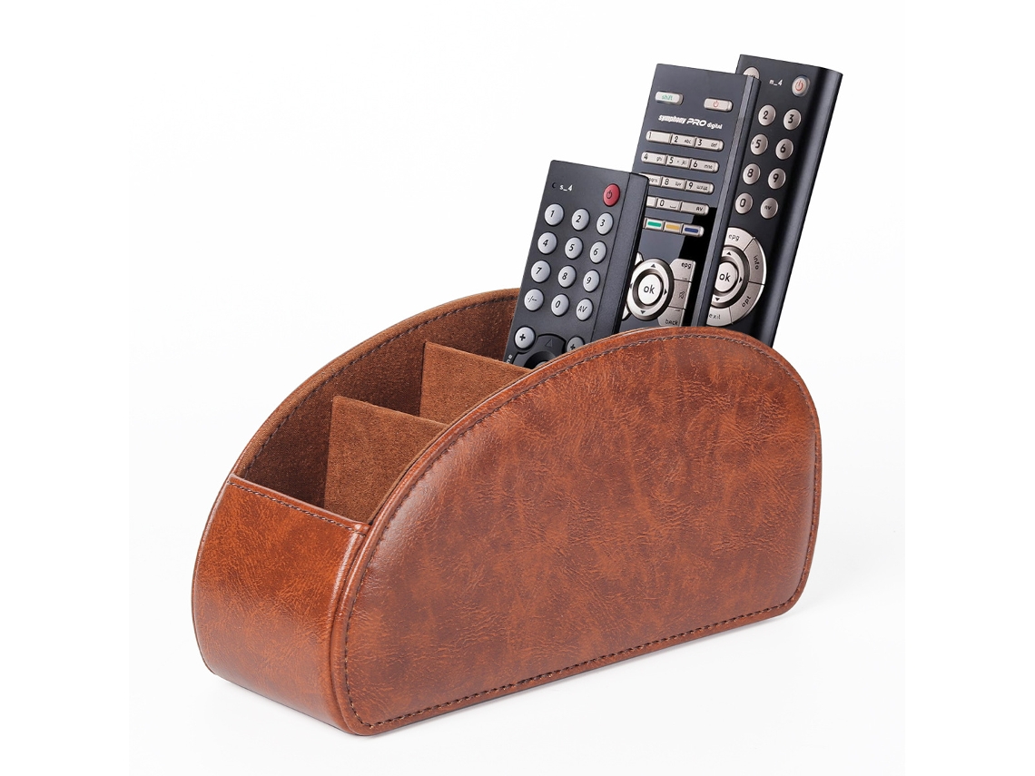 Organizador de control remoto de TV de cuero sintético con 5 compartimentos