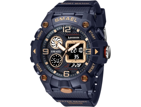 VEANXIN Hombres Relojes de pulsera LED con alarma digital resistente al agua y fecha-Oro