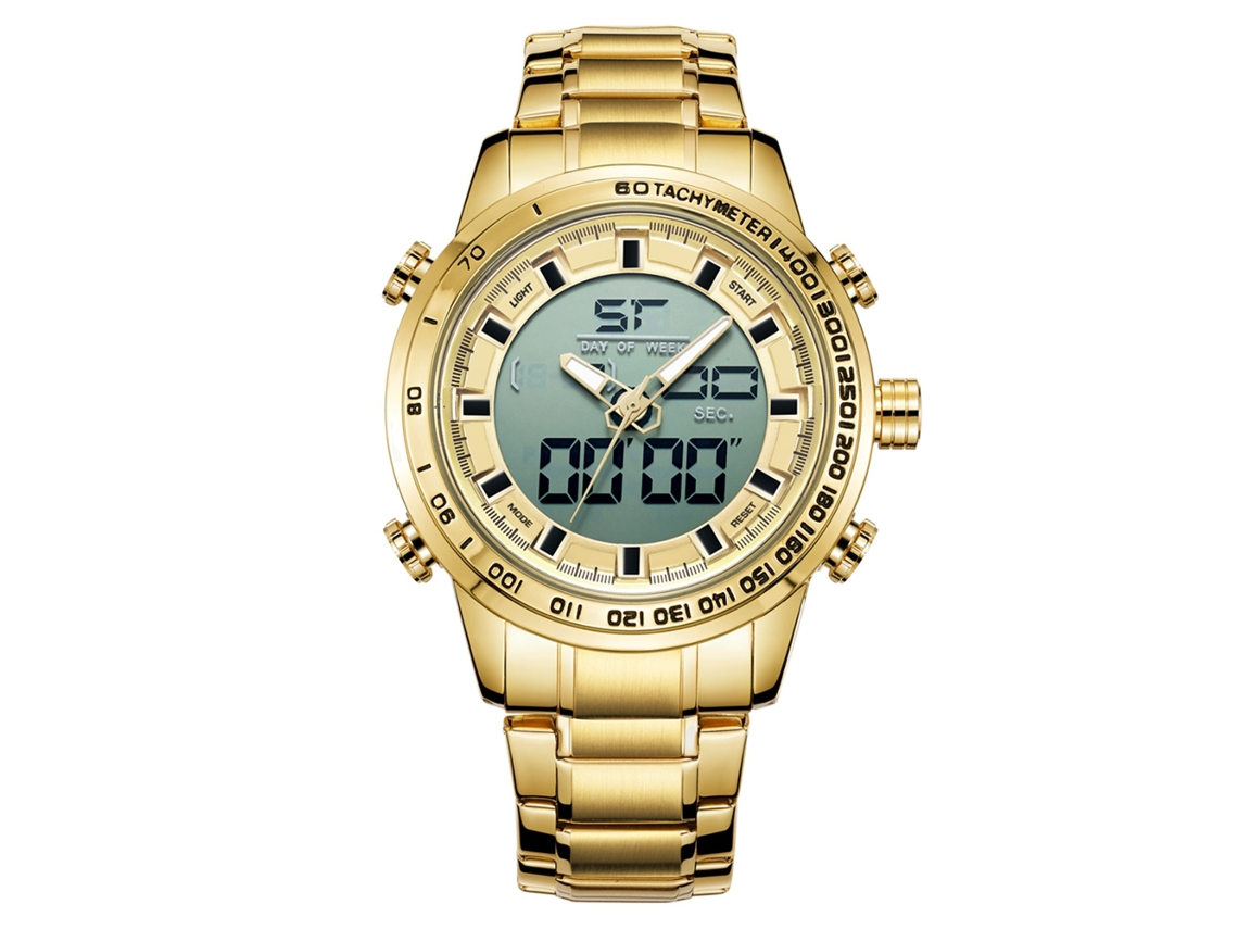Reloj De Pulsera Para Hombre De Aleación Analógico De Cuarzo Con Dial Redondo Oro Moda
