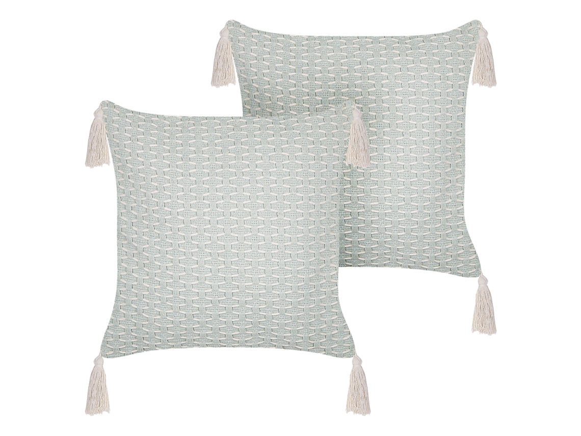 Juego de cojines decorativos BELIANI Hakone de Poliéster Verde 42x42x10