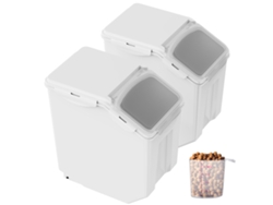 Contenedor de almacenamiento para ingredientes Succebuy de 2 x 15 l con tapa abatible, color blanco