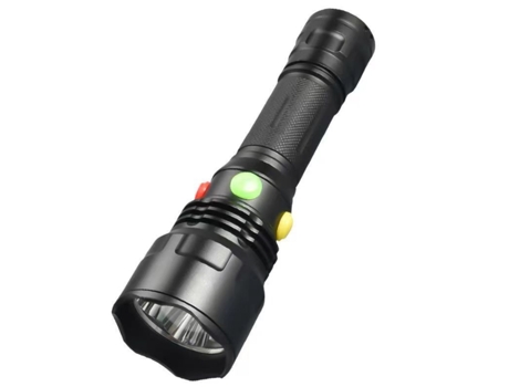 Linterna magnética Interruptor de 4 botones LED Aleación de aluminio Luz de flash de 4 colores (negro) CHRONUS