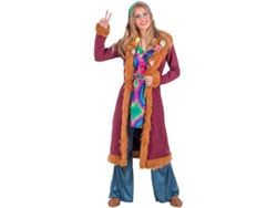 Disfraz de Mujer DISFRAZZES Hippie Granate Con Abrigo (Talla: M/L)