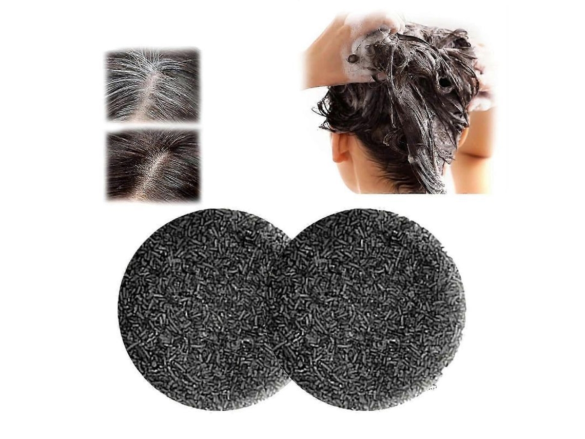 Pastilla De Champú Negra Para Cabello Gris, Revierte Las Canas En Hombres, Oscura Y Nutritiva.