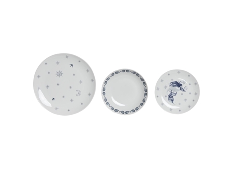 Set de Vajilla DKD Home Decor Porcelana Azul Blanco 27 x 27 x 3 cm 18 Piezas
