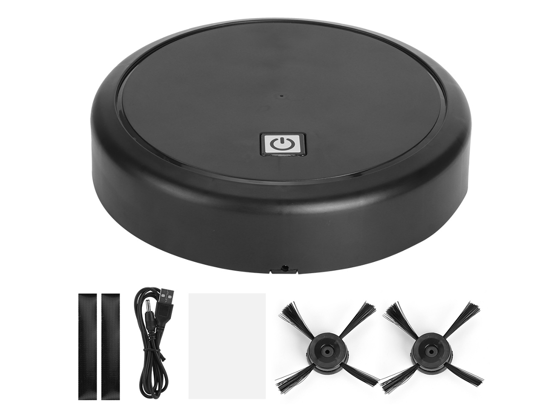 Aspiradora robot inteligente con carga USB, limpieza automática, electrodoméstico.