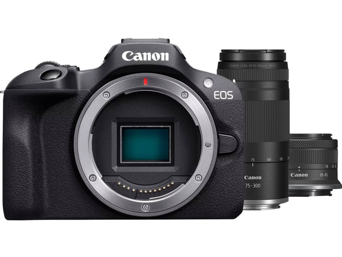 Cámara CANON EOS R100 + Objetivo RF-S 18-45 mm F4,5-6,3 IS STM + Objetivo RF 75-300 mm F4-5,6