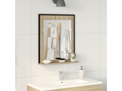 Espejo De Baño Con Estante De Roble Sonoma 50x12x60 Cm De Madera Elaborada