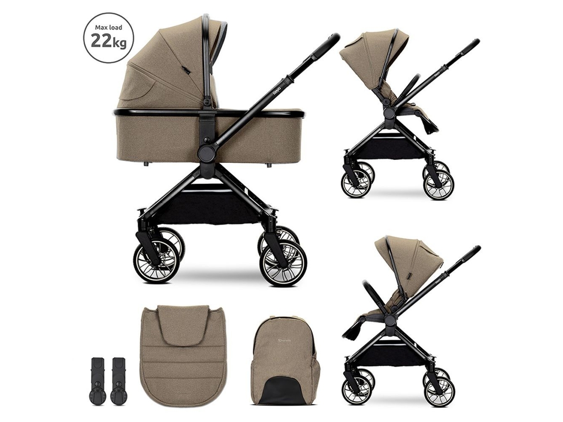 Carrito De Bebé Lorelli Reya 2 En 1 Con Manillar Reversible - Beige