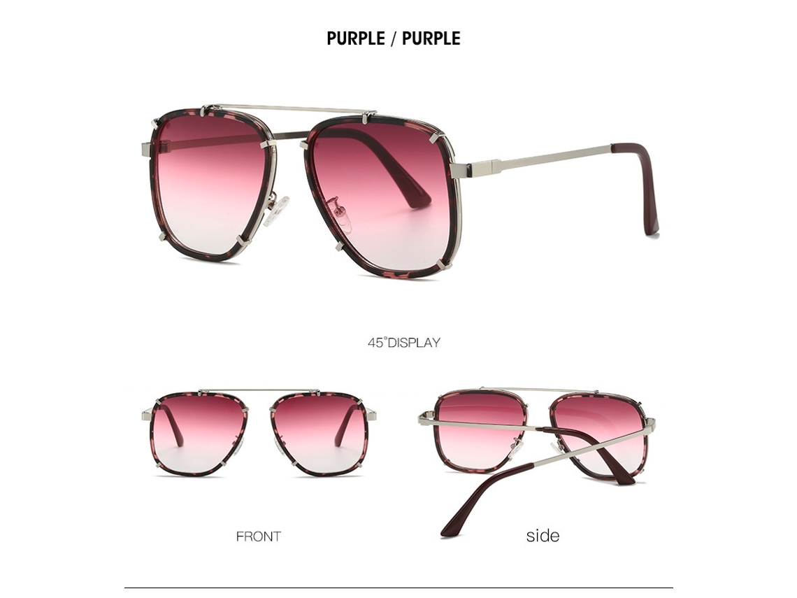 Gafas De Sol De Gran Tamaño Para Mujer, Tonos Degradados Retro, Uv400, Gafas De Sol Punk Para Hombre, Color Morado Chrui