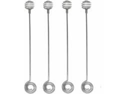 4 Palillos De Miel De Acero Inoxidable, 19.6 Cm Largos, Diseño Espiral, Anti-corrosivo, Regalo