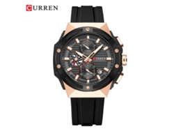 Reloj deportivo multifuncional para hombre con correa de silicona, seis agujas, calendario y resistencia al agua (rosa y negro) | MDUG