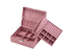 Organizador de joyería con bandeja removible rosa (25x21x5cm) Kofihety
