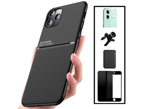 Kit Funda Magnetic + Protector 5D Full Cover + Soporte Magnético de Coche Reforzado Apple Galaxy M52 5G PHONECARE Negro