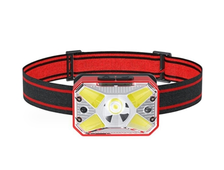 Linterna frontal LED recargable, USB con batería de 1200 mAh para pesca, camping, lectura, senderismo, ciclismo, etc. (rojo) CHRONUS