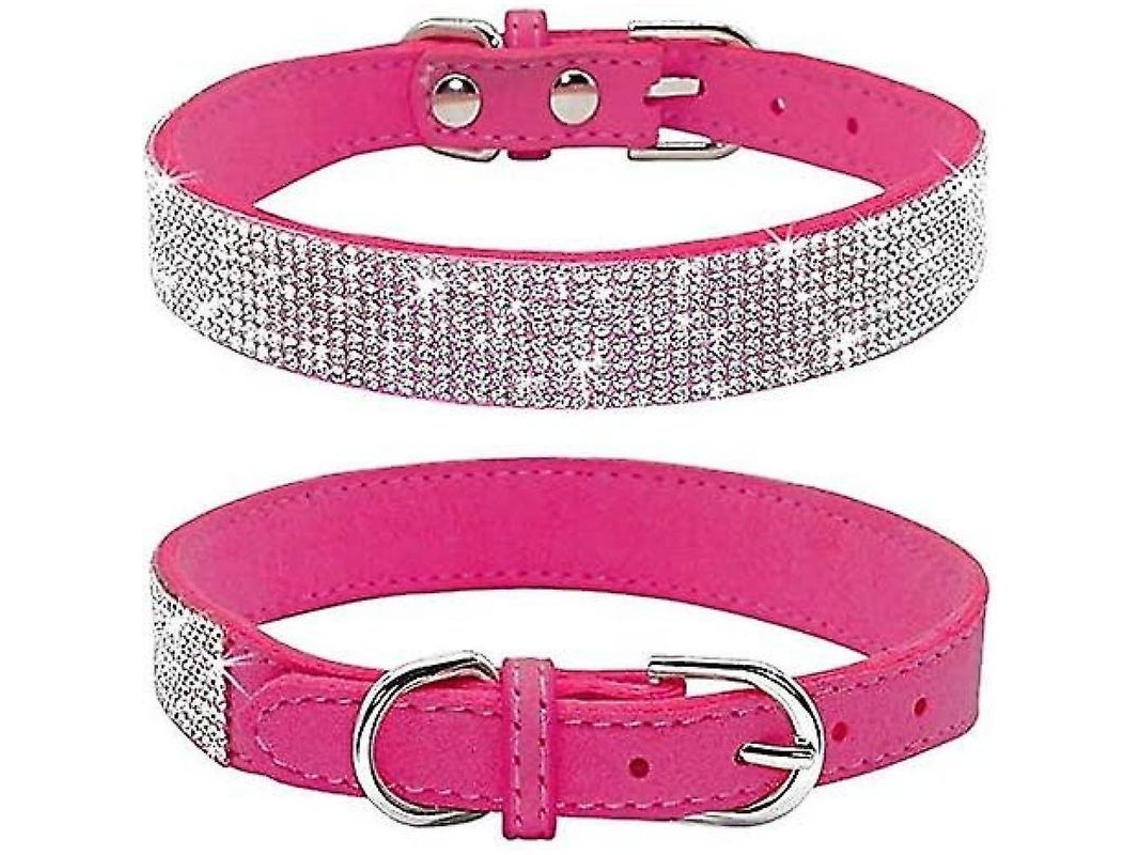 2026-collar De Perro Con Piedras Rhinestone, Suave Cuero De Gamuza, Ajustable Con Hebilla, Para Perros Y Gatos (xs, Negro)