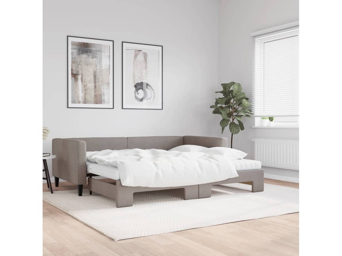 Sofá Cama Nido Con Colchón Tela Gris Taupe 90x200 Cm