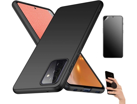 Kit Carcasa Y Protector Samsung A72 5G Ultimatte Turtleshell Y Popsocket Negro