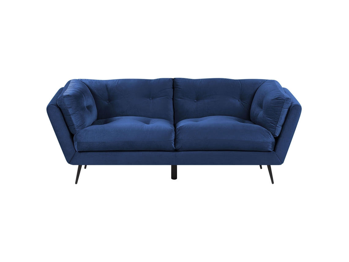 Sofá de 3 plazas BELIANI Lenvik de Terciopelo Azul 210x90x75