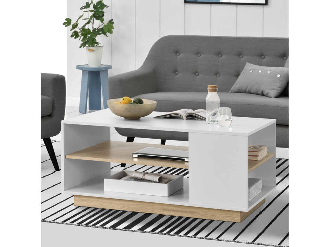 Mesa de Centro [EN.CASA] Trellebor  (Blanco - Tablero Recubierto De Melamina - 46 x 100 x 60 cm)
