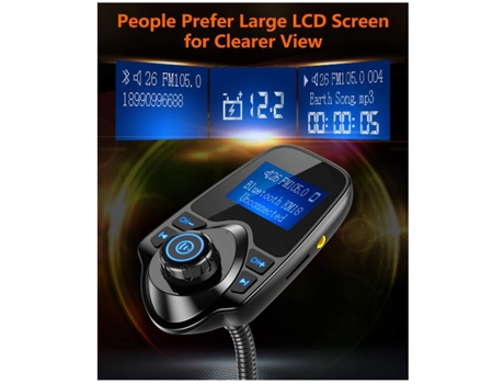 Adaptador de Rádio Transmissor FM Bluetooth para Coche CHRONUS FSQ_zzh_0613_1 Negro