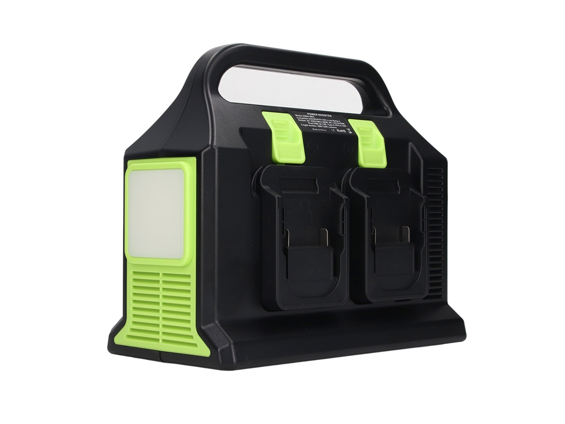 Inversor de corriente portátil de 300 W con salida USB y batería de 18 V (onda sinusoidal)