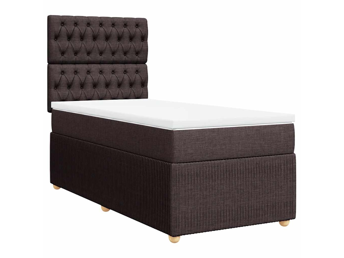 Maison Exclusive - Cama Box Spring Con Colchón Tela Marrón Oscuro 90x190 Cm