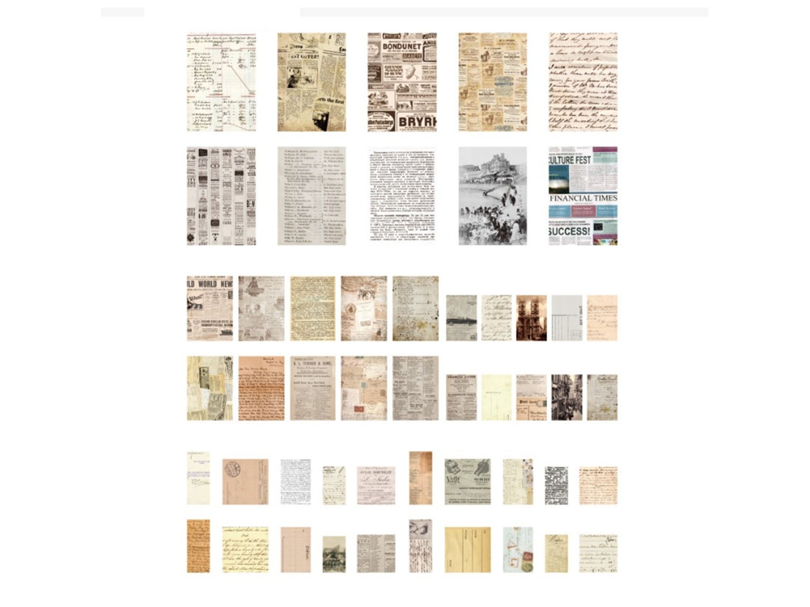 100 pegatinas vintage para scrapbooking, papel, decoupage, manualidades y bricolaje.