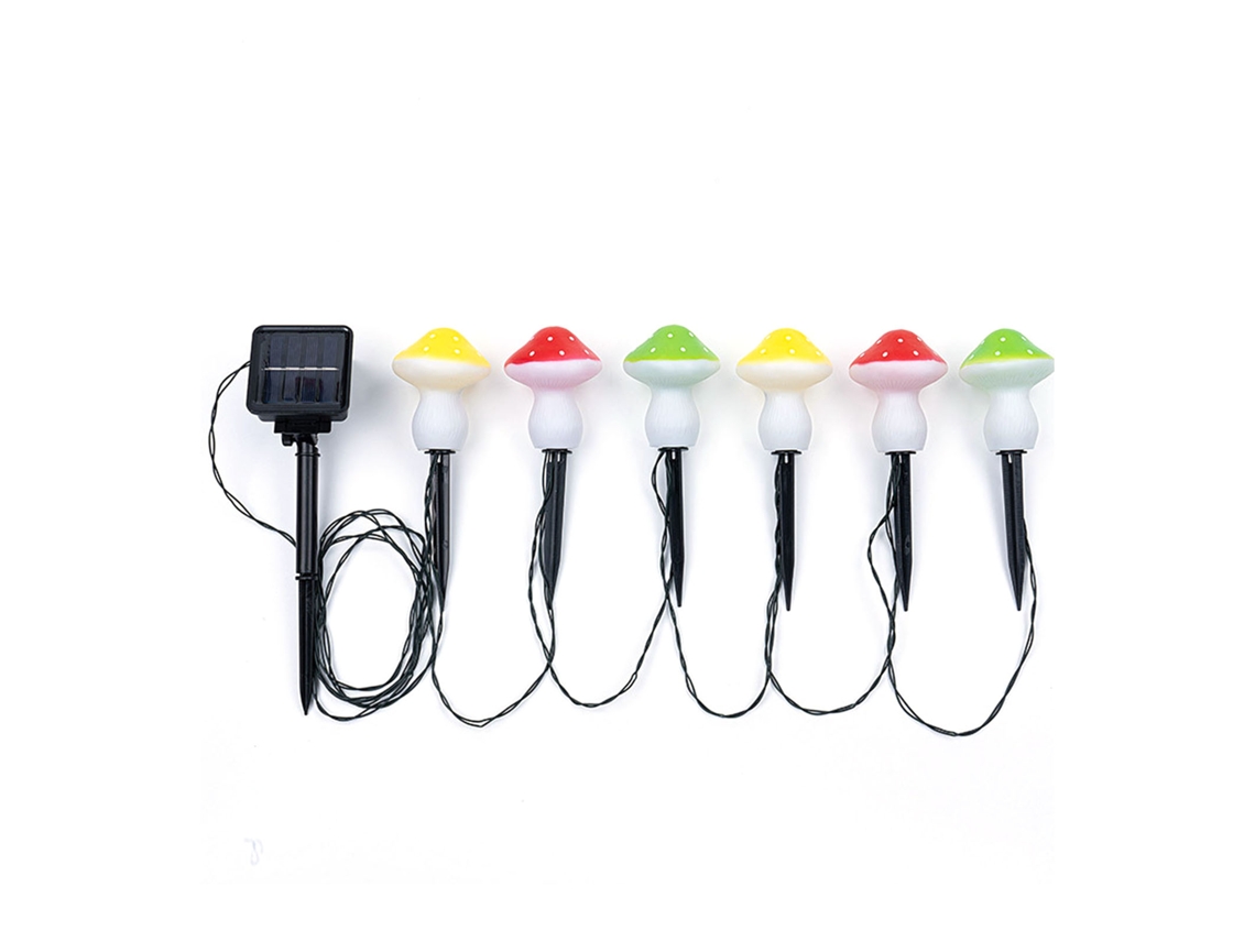 2026-6pcs Luces De Cadena De Hongos Solares Ip65 Impermeables Led Para Jardín Patio Cesped Camino Decoración Exterior