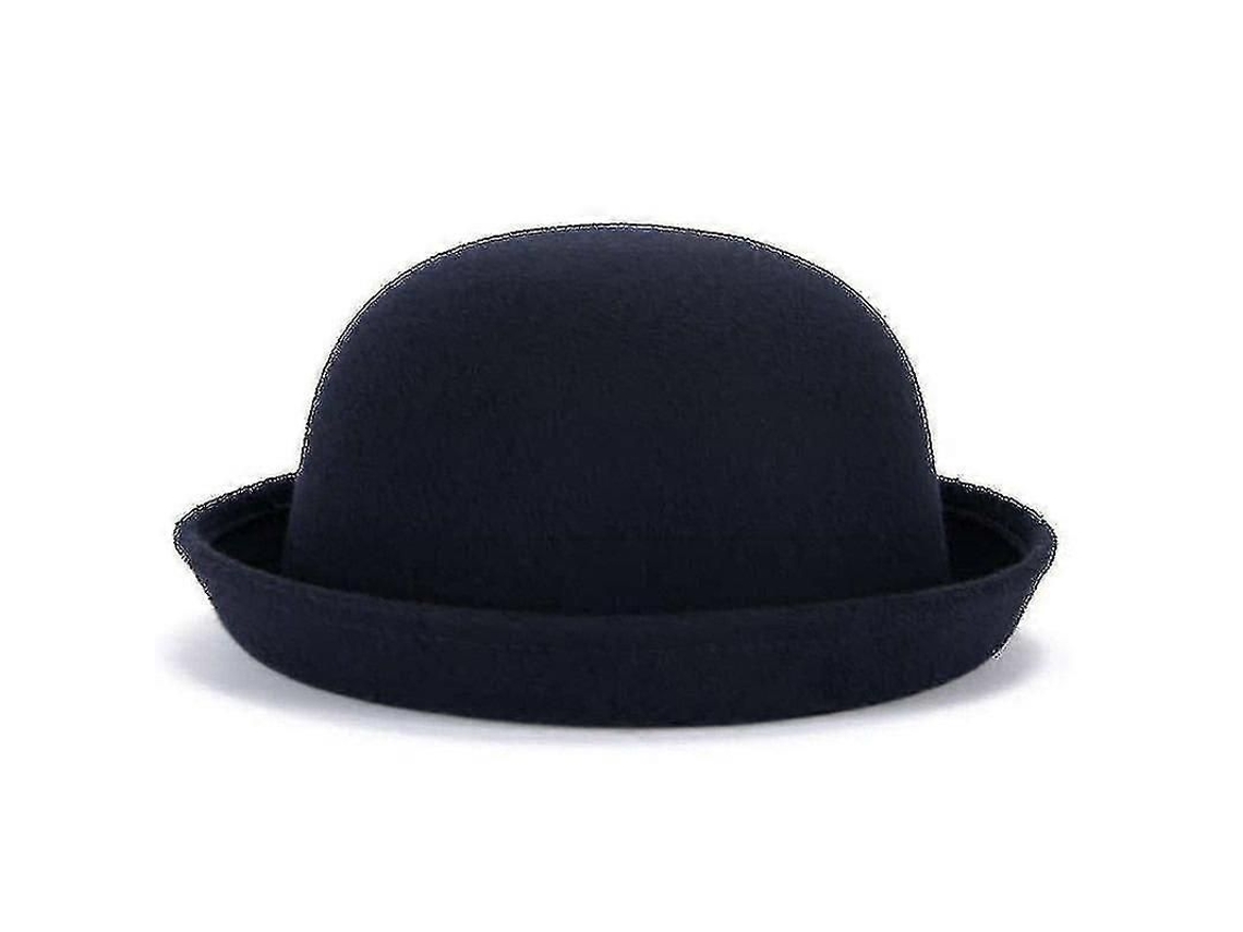 Sombrero Bombín De Fieltro De Lana Para Mujer, Estilo Casual Y Color Liso.