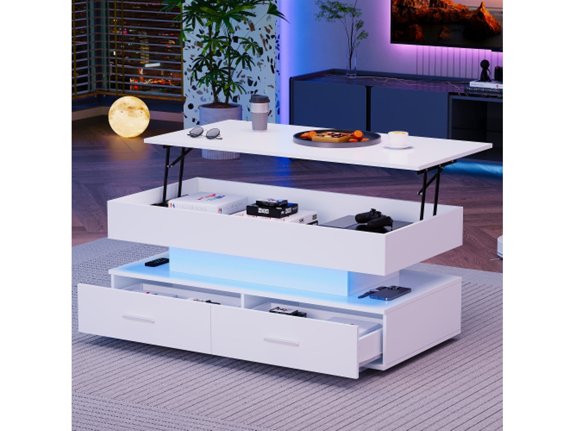 Mesa de centro hidráulica con altura regulable, luces LED y ajuste de altura. (1005044 cm)