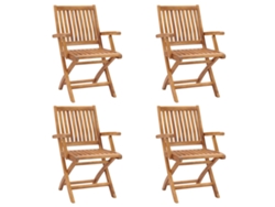 Sillas de jardín plegables de madera maciza de teca DKD Home Decor, 4 piezas