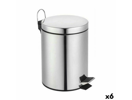 Cubo de Basura con Pedal CONFORTIME Plateado 7 L (6 Un)