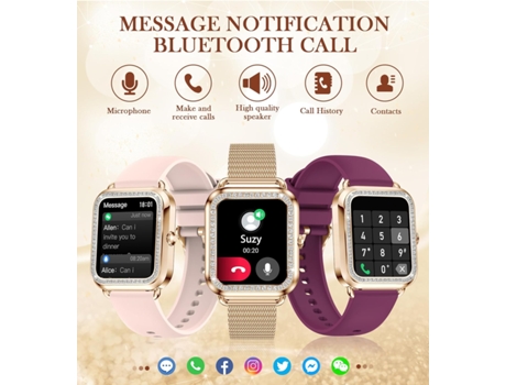 Reloj Inteligente con Llamada Bluetooth (Recibir/Marcar) para Mujeres, Pantalla Táctil HD de 1,6'', Tracker de Fitness con Monitor de Ritmo Cardíac...