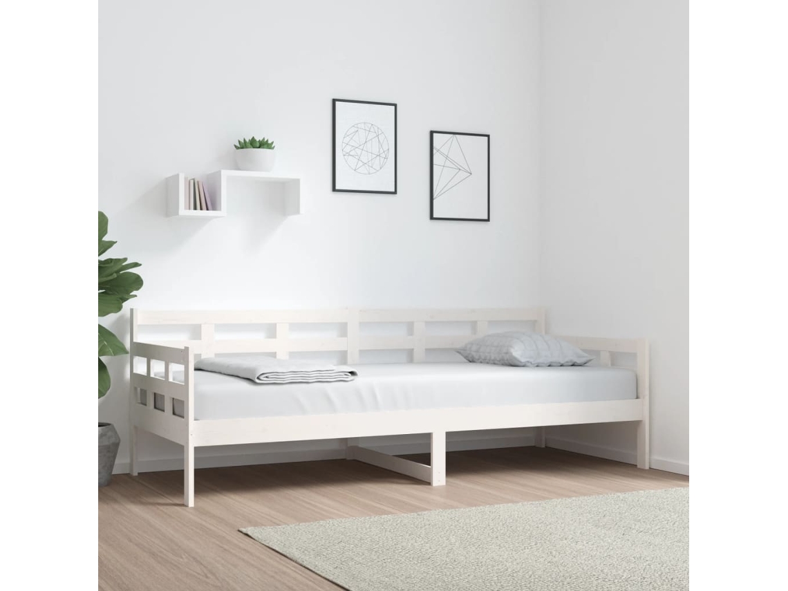 Sofá Cama Madera Maciza De Pino Blanco 80x200 Cm