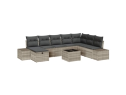 Maison Exclusive - Conjunto De Sofá De Jardín 9 Pcs Gris Claro Poliratán