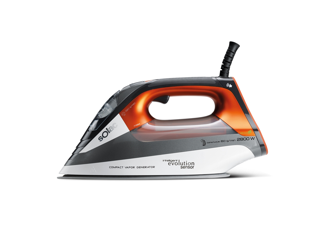 Centro de planchado compacto Solac CVG9511 con sensor inteligente Evolution, 2800 W, vapor 60 g/min, chorro 190 g/min, sensor táctil