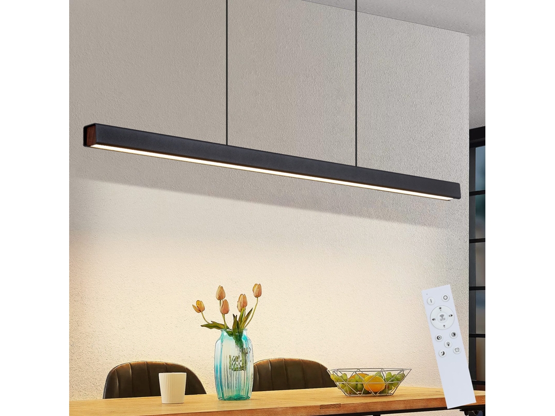 Lámpara colgante LED para comedor, negra, lineal, regulable, con mando a distancia, 108 cm, 37 W, CCT, moderna, Nettlife