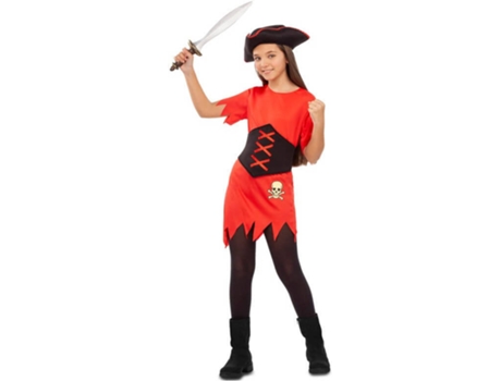 Disfraz de Niña DISFRAZZES Pirata Falda Con Calavera Rojo (Talla: 3 a 4 años)