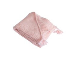 Manta Plaid 100% Algodón Rosa Palo Borlas 130x170cm Arniska