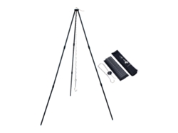 Trípode Plegable De Cocina Para Fogata Con Cadena Y Bolsa De Transporte, Aluminio Negro.