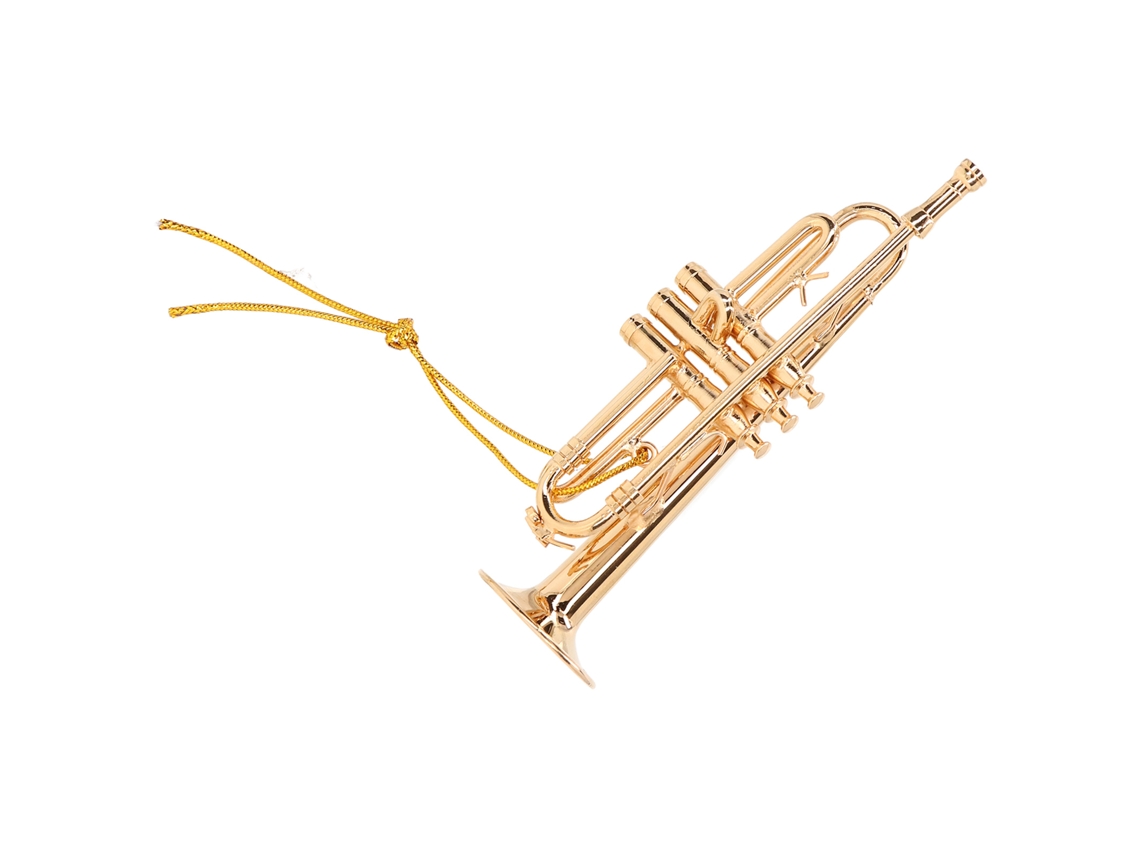 Miniatura de trompeta de latón, modelo de adorno, exquisito instrumento musical, decoración dorada para oficina.