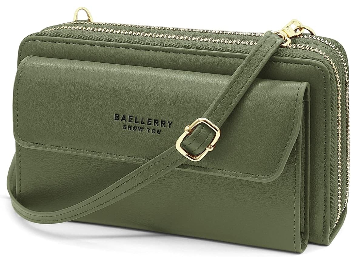 Bolso De Bandolera Pequeño Para Móvil - Cartera Con 2 Cremalleras Y Asa Removible En Cuero Pu - Verde