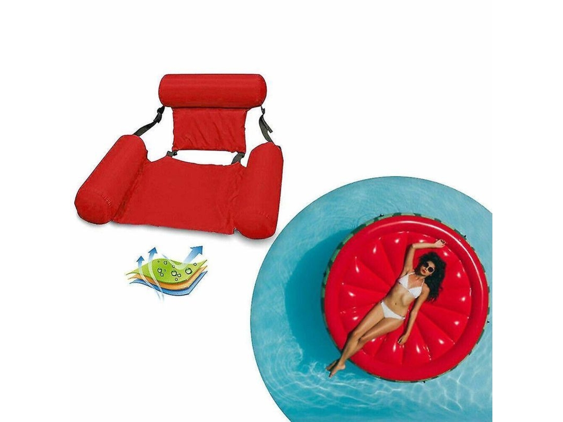 Tumbona Flotante Hinchable Para Piscina Kmnred Azul Rojo Verde Naranja 120x100x100cm