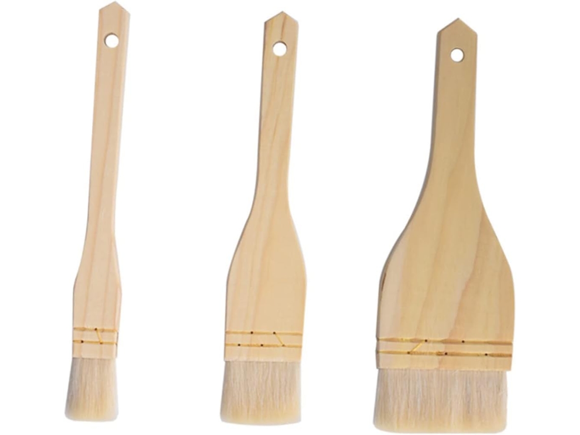 Juego de 3 piezas: brocha para aceite de barbacoa, brocha para salsa y utensilio de limpieza para la cocina.