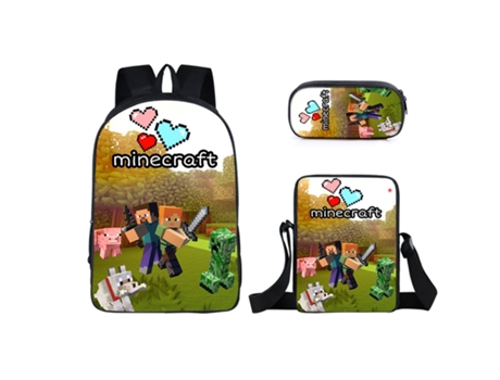 KOHREE Mochila escolar para estudiantes de Minecraft, juego de tres piezas