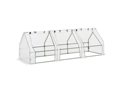 Invernadero Con 3 Ventanas Enrollables, Acero Pe, 270x90x90cm, Blanco.