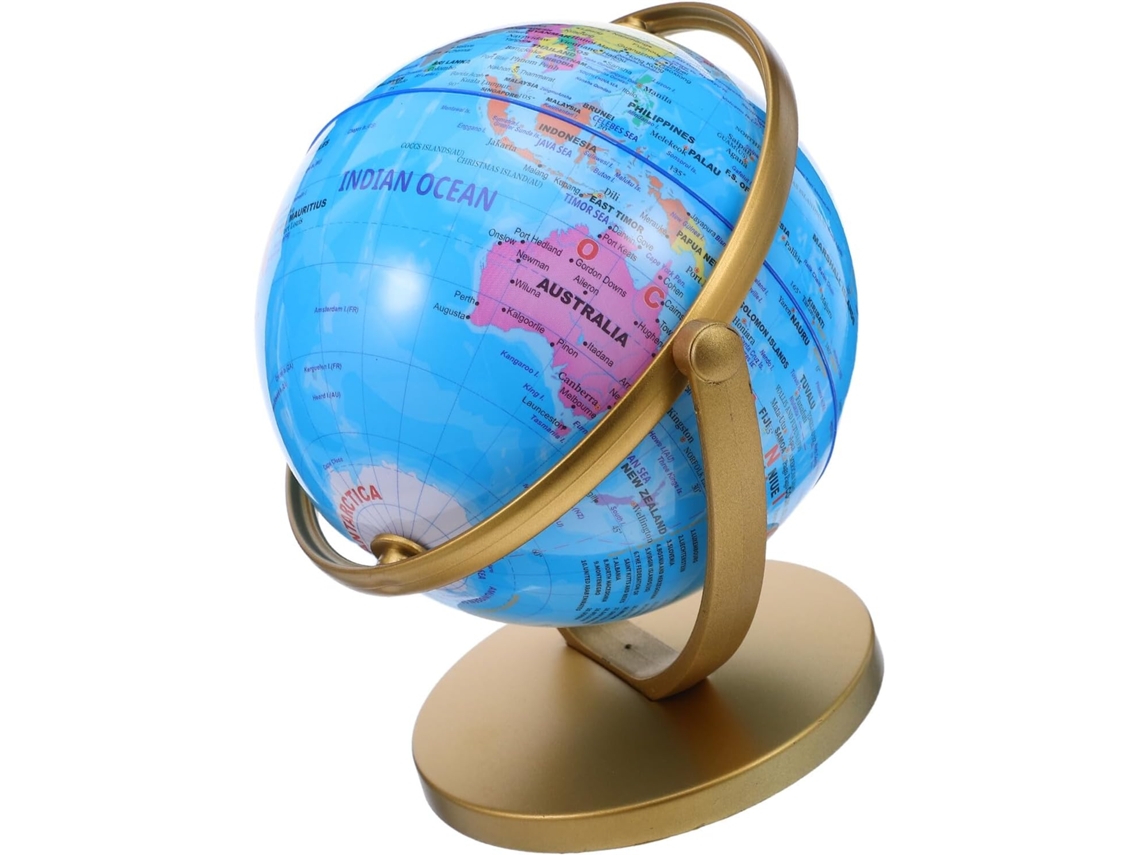 Globo Terráqueo Giratorio De Escritorio Con Soporte, Mapa Geográfico Azul En Inglés Para Adolescentes, Decoración