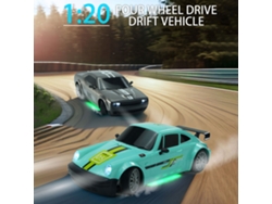 Coche De Control Remoto Drift 1:20 4wd Eléctrico Con Luces Recargable Juguete Para Niños Niñas Azul