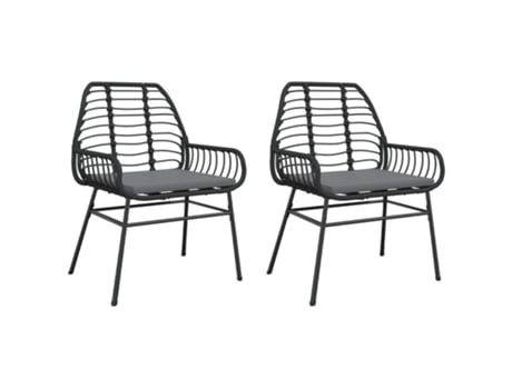Conjunto 2 Sillones de jardín con cojines VIDAXL ratán sintético negro